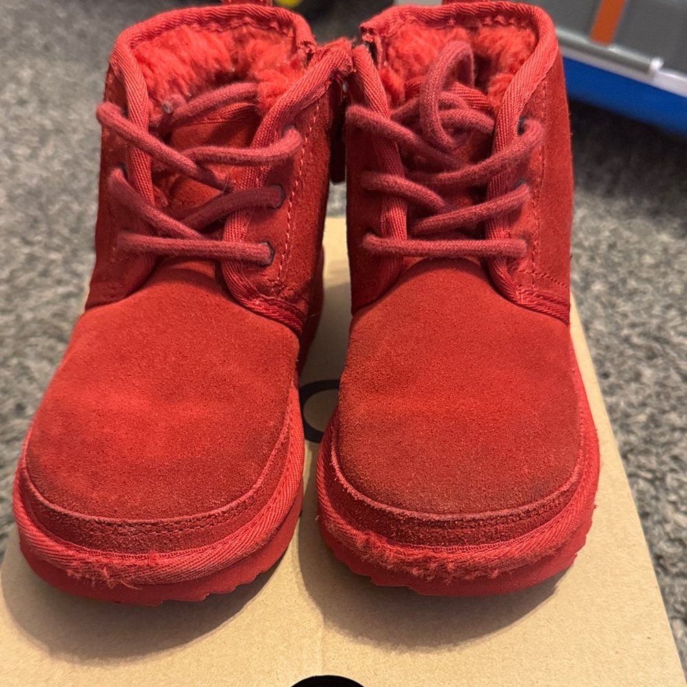 Red Suede Fur-Lined Boots